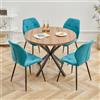 GrandCA HOME Set Tavolo e Sedie da Pranzo, Tavolo da Pranzo Rotondo da 100 CM e 4 Sedie Moderne in Lino, per Sala da Pranzo, Cucina, Soggiorno (Buio + Blu Lago)