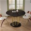 SUKY Tavolo da pranzo rotondo con effetto marmo, design moderno con struttura in metallo, tavolo da cucina salvaspazio per 2-4 persone, perfetto per sala da pranzo o soggiorno, 110 × 110 × 74,6 cm