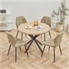 GrandCA HOME Set Tavolo e Sedie da Pranzo, Tavolo da Pranzo Rotondo da 100 CM e 4 Sedie Moderne in Lino, per Sala da Pranzo, Cucina, Soggiorno (Chiaro + Verde)