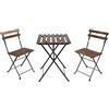 Brigros Set Bistro, tavolino + 2 sedie, comodo e portatile, utile per arredo bar, arredo giardino, picnic, semplice ed elegante (Acacia, Marrone)
