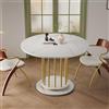SUKY Tavolo da pranzo rotondo con effetto marmo, design moderno con struttura in metallo, tavolo da cucina salvaspazio per 2-4 persone, perfetto per sala da pranzo o soggiorno, 110 × 110 × 74,6 cm