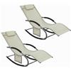 SoBuy Set di 2 sedie a dondolo da esterno Poltrona sedia Sdraio da giardino con cuscino e poggiatesta portata fino a 150 kg Beige 150x63x87 cm OGS28-MIx2