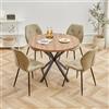 GrandCA HOME Set Tavolo e Sedie da Pranzo, Tavolo da Pranzo Rotondo da 100 CM e 4 Sedie Moderne in Lino, per Sala da Pranzo, Cucina, Soggiorno (Buio + Verde)