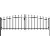 vidaXL Cancello per Giardino Doppio con Punte a Lancia con Serratura e Maniglie Durevole Ingresso Porta Recinzione in Acciaio Zincato 400x150 cm