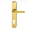 Hoppe Industries Maniglia in alluminio per porte interne, Maniglia Guarnitura con placca lunga (Distanza foro CILINDRO YALE 85mm, F271 alluminio colore oro lucido)