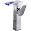 Zilimontt Rubinetto da Bagno con Effetto Cascata LED, Rubinetto per Lavabo in Bagno e Cucina, Argento