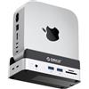 ORICO VSE MiniDock per Mac mini M4/M4 Pro, Docking Station USB-C 7 Porte 10Gbps con Alloggiamento SSD M.2 NVMe, 2 USB-A 3.2, SD/TF 3.0, AUX 3.5mm, Ingresso Alimentazione 5V/3A