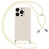Oelrstfe Cover per iPhone 16 Pro Max con Cordino,Custodia Silicone Morbido Sottile con Motivo Cuore e Collana Laccio Tracolla,Antiurto Antigraffio Corda Collo Regolabile Protettiva Case,Bianco