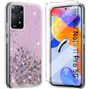 HuiYouMY Glitter Bling Cover e Vetrino Compatible with Redmi Note 11 PRO 5G Cover Antiurto Custodia Piu Vetro temperato Compatible with Protezione Redmi Note 11 PRO 5G Pellicola Protettiva,Rosa