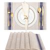 WUBAYI Tovagliette, set di 6 tovagliette resistenti al calore, antimacchia, antiscivolo, in vinile, isolante, lavabile, durevole, elegante, per sala da pranzo (beige blu)