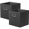 powerking Contenitore contenitore di stoccaggio in tessuto, 2 Pack pieghevole panno di stoccaggio Cube Organizer Cassetto con maniglia in metallo per armadio e giocattoli di stoccaggio, Nero