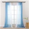 L.Z.E Tende Gardina Sfumatura di Colore con Nastro Arricciato Tenda Blu Bianco per Soggiorno Bambini Ragazze Camera da Letto Finestra Trasparente Set da 2 Pannelli Voile 140 x 175 cm Corto