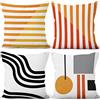 Aoihrraan 55x55cm Set Di 4 Federe Cuscini Arancia Rosso Bianco Strisce Modello Morbido Peluche Corto Quadrato Copricuscini Divano Soggiorno Salottoletto All'Aperto Balcone Terrazza Giardino Divano