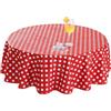 Romanstile Tovaglia antimacchia rotonda 140cm Pois rosso e bianco,Tovaglia pvc da esterno 100% impermeabile,per compleanno bambina,prima comunione,pic nic da prato,Ristorante，feste，giardino