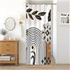 Uiiooazy Tenda Doccia Antimuffa, Tenda Doccia Piccola 90x180cm Boho Chic Astratta Blu Navy Foglie Geometrico Marrone Tende da Bagno Tessuto Lavabile Impermeabile Tende per Vasca da Bagno con 6 Anelli