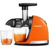 AMZCHEF Estrattore Frutta e Verdura - Estrattore Di Succo A Freddo - Masticazione Delicata Non C'è Bisogno Di Filtrare - Estrattore Di Succo Senza BPA con Due Tazze e Pennello -Arancione