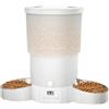 Gimars 5L Distributore Automatico Cibo Gatti 2 Ciotole in Acciaio Inossidabile, Distribuzione Uniforme, Dispenser Crocchette Gatti e Cani Programmabile da 1-6 Pasti al Giorno, Registrazione Vocale 10s