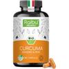RAIBU Curcuma Capsule 1500mg con Piperina e Zenzero Biologico - 180 Capsule - Curcuma in Polvere Integratore ad Alto Dosaggio - 100% Vegan, Senza OGM - Raibu