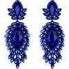 EVER FAITH Cristalli austriaci Sposa Bigiotteria Marquise Goccia Art Deco Chandelier Orecchini pendenti Blu Blu-fondo