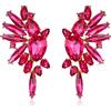 EVER FAITH Cristalli Fashion Statement Orecchini, Vintage Marquise Goccia Cluster Bling Coloreato Prom Orecchini pendenti per Donna Fucsia Oro-fondo