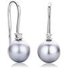 Orovi Orecchini Donna con Perle Grige e Diamanti taglio Brillante Ct. 0,06 in Oro Bianco 18 kt 750 Orecchini Monachella con Perle d'acqua dolce