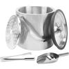 Minnhua 3L Secchiello Ghiaccio Vino Ghiaccio per Cocktail Porta Ghiaccio A Doppia Parete in Acciaio Inox Secchiello Per Ghiaccio con Coperchio Paletta Pinze E Colino per Cocktail Bar Feste Champagne