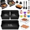 Yoviline Accessori per friggitrice ad aria calda Cosori Dual Blaze Twinfry XXL 10L, accessorio in silicone Airfryer (1 X 10L & 2 X 5L), compatibile con Ninja Foodi Flexdrawer da 10,4 l Af500eu