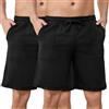 Aseniza Pantaloncini Uomo 2 Pezzi Estivi Set 2 Pantaloncini Tuta Uomo Cotone Pantaloni Corti Sportivi Shorts Bermuda Casual Larghi Jogging Nero+Navy Blu XXL