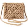 Hsthe Sea Pochette Borsa a tracolla per donna, borsa a mano in paglia di nappa Borsa vintage tessuta a mano Borsa da spiaggia estiva con cerniera (Marrone Chiaro)