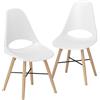 HOMCOM Set di 2 Sedie Sala da Pranzo, Sedie Cucina Moderne con Schienale con Design a Ritaglio e Gambe in Legno di Gomma, Sedia in Plastica per Cucina, Camera da Letto, Ufficio e Soggiorno, Bianco