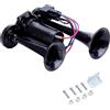 QENETY 150 dB clacson ad aria per camion e treni, 12 V clacson a doppia tromba, set clacson ad aria super potente con compressore per camion, treni, auto, barche (nero)