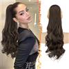 BARSDAR Marrone Coda Cavallo Extensions con Coulisse, 50cm Pettine Clip in Coda di Cavallo Capelli Extension per Donne Naturale Ricci Ondulati Sintetici Posticci Finta Capell Ponytail Extension