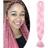 SEGO Extension Treccine Africane Afro Trecce Lunghe 60cm Treccia Finta Capelli Sintetici Fibre Braiding Braids Hair 1 Bundle Crochet Calore Resistente 100g - # Rosa