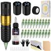 Solong Tattoo Set di 2 batterie 7 strokes, Rotary Wireless Tattoo Pen Gun con LCD digitale, 20 aghi per cartuccia, 30 ml, inchiostro nero per principianti e artisti, SL-TK0002EU-9