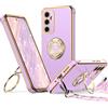 XYZ Cover per Samsung Galaxy A54 5G, con Supporto ad Anello Doppio Cuore, con Cordino per Ragazze e Donne, Cover Protettiva di Lusso Carina e Scintillante per Samsung A54 5G, Viola