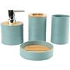 Hosoncovy Set di 4 Pezzi Contenitori da Bagno Set di Accessori da Bagno con Dispenser Sapone, Tazza da Bagno, Portasapone, Portaspazzolino e Dentifricio (Blu Morandi)