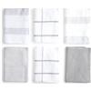 BOSKIMO Strofinacci Cucina Premium Cotone - Set 6 Panni Cucina in Microfibra e Spugna, Canovacci Assorbenti in Cotone, Panni Pulizia Bianco e Grigio