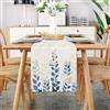 DecorMommt Runner Tavola Blu Salotto Primavera Runner Tavola Piante Verdi di Fiori Moderno Tovaglia di Lino Astratta Decorazione per Tavolo da Pranzo per Festival，Picnic, Feste, Cucina，Matrimoni 33 x 183 CM