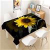 FANSU Tovaglia Idrorepellente, Quadrata Rettangolare Impermeabile Antimacchia 3D Girasole Lavabile Copritavolo Tavolo Panno per Cucina Sala da Pranzo Ristorante Giardino (140x220cm,Nero)