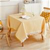 Homxi Tovaglie Tavola Rettangolari,90 W x 90 L CM,Tovaglia Salotto Cotone Tinta Unita con Nappa Bianco Giallo Tovaglia da Picnic