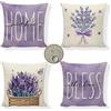 Waxonle Set di 4 Viola Federe per Cuscino 55x55 cm Lavender Cuscino per Esterno in Lino Impermeabile all'esterno Copri Cuscini per Giardino Soggiorno Camera da Letto Moderne per il Giardino il Divano Cuscino