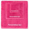 MAYRA Set 3 Asciugamani Bagno Personalizzati in Spugna 100% Cotone | Tris Telo Doccia, Viso e Ospite | Hotel, B&B, Alberghi | Personalizzabili con Iniziali, Nome, Logo | Certificato OEKO-TEX (Fucsia)