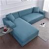 GUYIRT Copridivano con Penisola, Premium Impermeabile Elasticizzato Chaise Longue Super Elasticizzato Eleganza Copri Divano per Soggiorno Animali Bambini-azzurro-2 posti + 3 posti