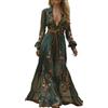 Generico Offerte Sconto Abito Donna Estivi Vintage Fiore di Campagna a Maniche Lunghe Sexy Scollo a V Casual Vestito Lunghi Donna Lunga Curvy Vestiti da Cocktail Elegante Linea ad A Maxi Abiti