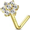 CM Crareesi Mania Oro Giallo Massiccio 14 Carati Anello Naso Piercing con Zirconia Cubica Diamante, Calibro 20, 6 mm, 7 grams, Gioielli in Vero Oro Giallo per Donne e Uomini