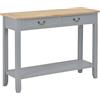 vidaXL Tavolo Consolle Stile Classico con Cassetti Mobiletto Tavolino Ripiano MDF Finitura Paulownia Grigio Legno Massello di Pino