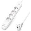 Aigostar Multipresa con USB, 1 USB, 1 USB C, 4 Prese 16A 250V, Cavo 5 M, Protezione Multipla Montaggio a Parete, Presa Europa