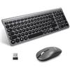 LeadsaiL Set di mouse per tastiera senza fili, mouse ergonomico e tastiera, tastiera wireless PC e mouse, layout tedesco QWERTZ, tasti silenziosi e tasti del mouse, computer portatile, grigio