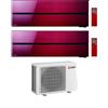 Mitsubishi Climatizzatore Dual Split Kirigamine MSZ-LN Rosso 12+18 con MXZ-3F54VF3 Inverter R-32 Wi-Fi Classe A+++ ,