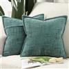 Madizz 2 Pezzi Copri Cuscini in Chenille Morbido con Bordo Decorativo Copricuscini Fodere per Cuscino Lusso Stile per Divano e Letto Verde turchese 40x40 cm